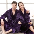 thumbnail image 4 of Womens Mens Fleece Robe Soft Plush Bathrobe Long Warm, 4 of 6