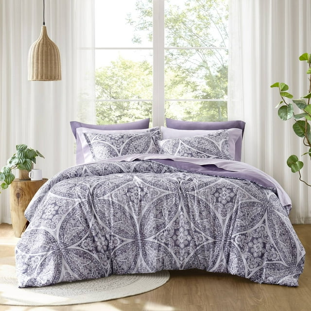 Regency Heights Ensembles de Douillette Format Simple, Ensemble de Lit 6 Pcs Simple, Ensemble de Literie Violet avec Douillette, Drap Plat, Drap-Housse avec Poches Latérales