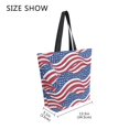 thumbnail image 4 of Open Top Canvas Tote Bag with Zipper Reusable Shopping Bag 13.5x15" Roomy Carryall Flags Wave Pattern, 4 of 9