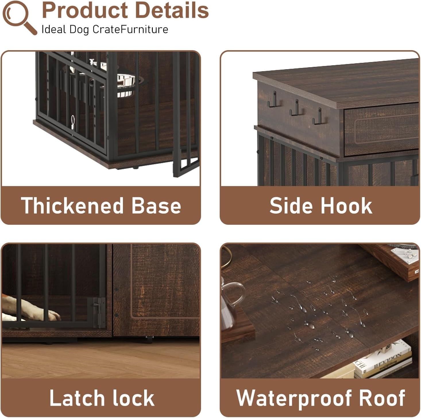 ChVans 86.6" Dog Crate Furniture TV Stand for Large Breed Dogs, Wooden Kennel with Dual rooms, Dog Bowl, 2 Drawers &  Cabinet for Medium-Large Dogs