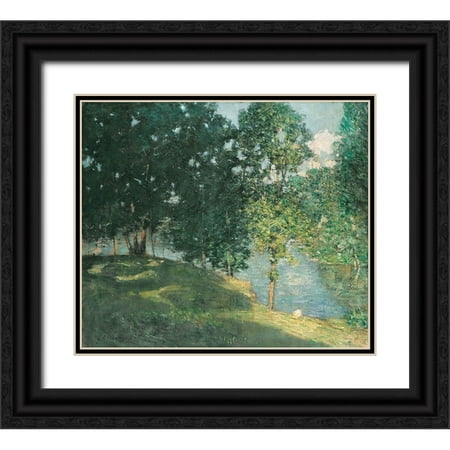 Stellar Design Studio 13x12 Black Ornate Wood Framed with Double Matting Museum Art Print Titled - Afternoon Reflection