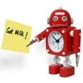 thumbnail image 4 of Betus Non-Ticking Robot Alarm Clock Stainless Metal - Wake-up Clock with Flashing Eye Lights and Hand Clip (Ruby Red), 4 of 7