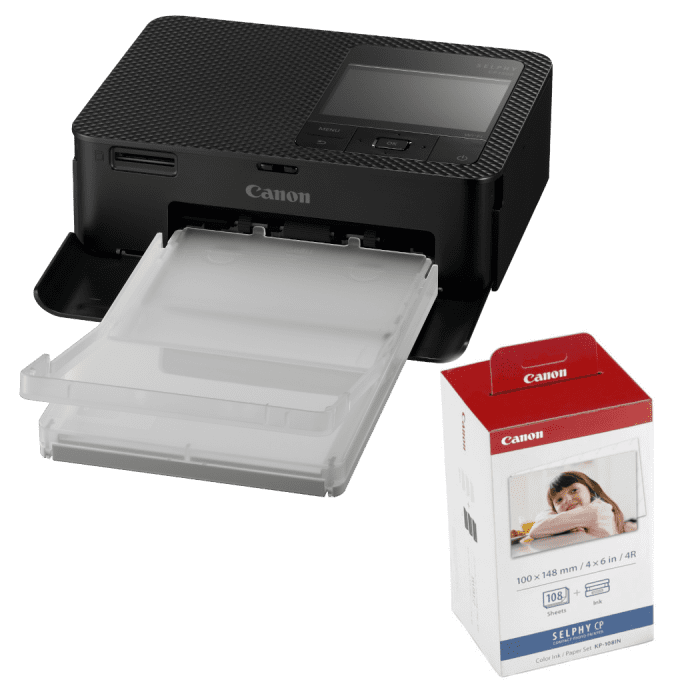 Canon SELPHY CP1500 Compact Photo Printer with KP-108 Ink & Paper Set, Black