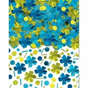 Blue Hibiscus Flower Summer Luau Beach Pool Party Decoration Metallic Confetti