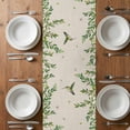 thumbnail image 4 of Table Runner 72 Inches Long for Kitchen Dining, Spring Botanical Dresser Scarf Farmhouse, Dining Table Decorations for Wedding/Parties, Watercolor Leaves Flowers Birds Beige 16 x 72 In, 4 of 8
