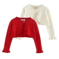 thumbnail image 6 of GYRATEDREAM Kids Girls Cardigan Sweaters Toddler Long Sleeve Cable Knitted Cropped Sweater Button Closure Tops for 1-8Y White, 6 of 8