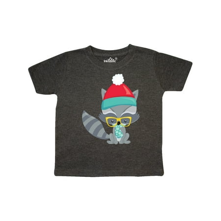 

Inktastic Hipster Raccoon Raccoon With Glasses Hat Scarf Gift Toddler Boy or Toddler Girl T-Shirt