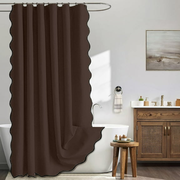 XmhyTop-A Linen Shower Curtain, Boho Shower Curtain, Modern Shower Curtain, Bathroom Curtain, 90*180cm, 1 Piece, Stylish Durable for Home Bathroom,Brown