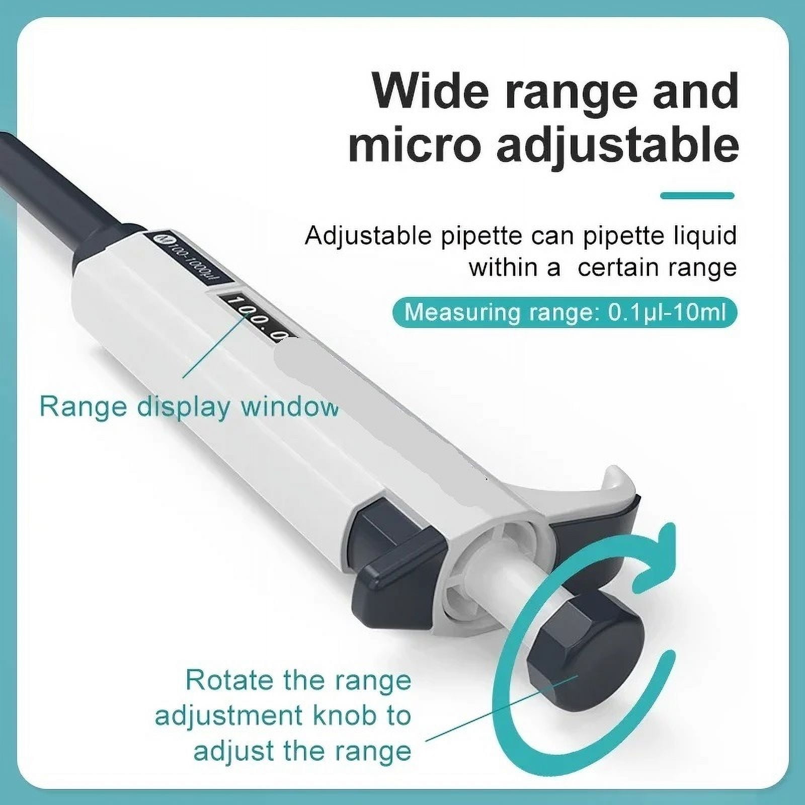 Micropipette Laboratory Automatic Pipette Digital Adjustable Plastic Pipette Chemistry Lab Equipment With Pipette Tips ,Precision & Accuracy