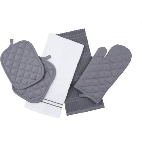 Gray Kitchen Towels Ideas Mainstays Kitchen Towel Oven Mitt And Pot Holder Set Gray
