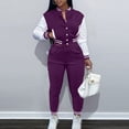 thumbnail image 2 of BJUTIR Womens Casual Activewear Sets Autumn Baseball Suit Two Piece Set Solid Coat Long Pants Fashion Tracksuits Outfits, 2 of 6