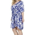 thumbnail image 4 of HAPPY BAY Women's Loungewear Relaxed Fit Caftan Mini Casual Sundress 2X-3X Azure, Hawaiian, 4 of 5