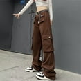 thumbnail image 2 of Vedolay Trousers Women's V Cross Waist Tummy Control Casual Bootcut Pants,Coffee L, 2 of 5