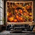 thumbnail image 6 of Harvest Cornucopia With Pumpkins and Fruit, Cozy Rustic Style for Farmhouse Decor Lovers, Wall Decor, Thanksgiving Gift, Tapestry Wall Hanging for Dining Room and Living Room, 6 of 7