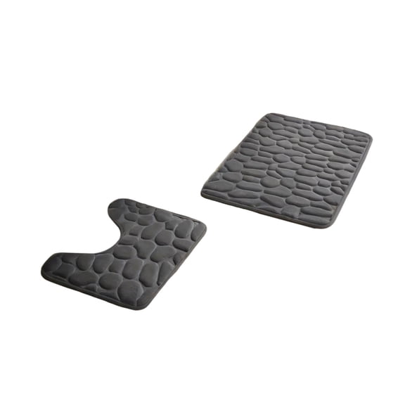 HCBY 2 Pieces Bathroom Rugs Set,Bath Mat Non Slip Absorbent Mats,U-Shaped Floor Mat for Tub Shower Bath Room Washable