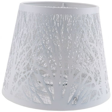 Clip-On Fabric Barrel Lampshade - White, 5.5" Bottom Diameter X 5.1" Tall, Easy Install