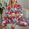 thumbnail image 6 of Honeii Leaves And Flowers print Women's Pajama Sets Long Sleeve Button Down Sleepwear Nightwear Soft Pjs Lounge Sets-Medium, 6 of 7