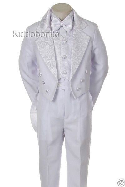 6pc Baptism White Tuxedo English Spanish Colored Silver Gold Pope Mary Stole