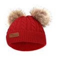 thumbnail image 1 of Lindo gorro de punto para bebé Aumtum Wool Infant Kids Headwear Crochet Beanie rojo Zulema Chicos niñas pom pom poms sombrero, 1 of 5