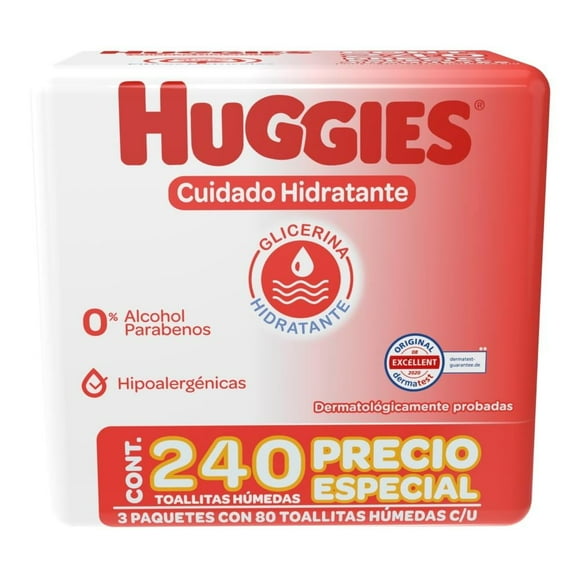 Toallitas húmedas para bebé Huggies Cuidado Hidratante 240 piezas
