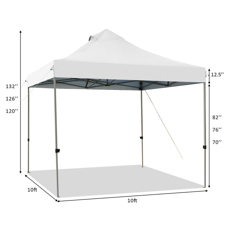 Costway 10'x10' White Canopy Party Tent with Adjustable Height