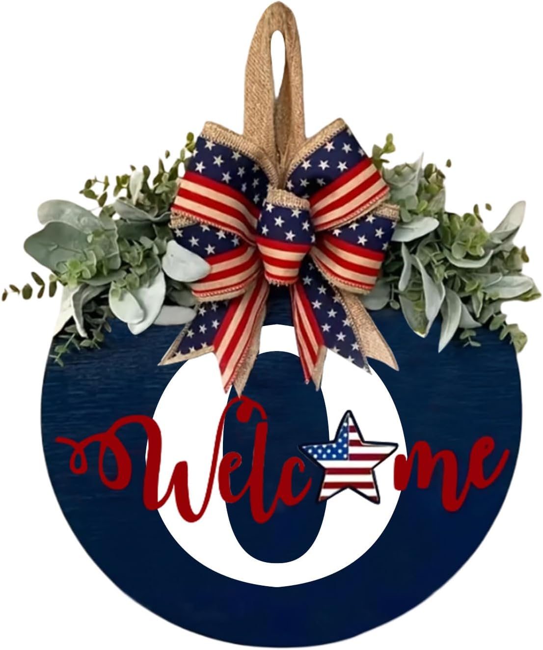 26 Letters 4th of July Patriotic Welcome Sign, Independence Day Wreath ...