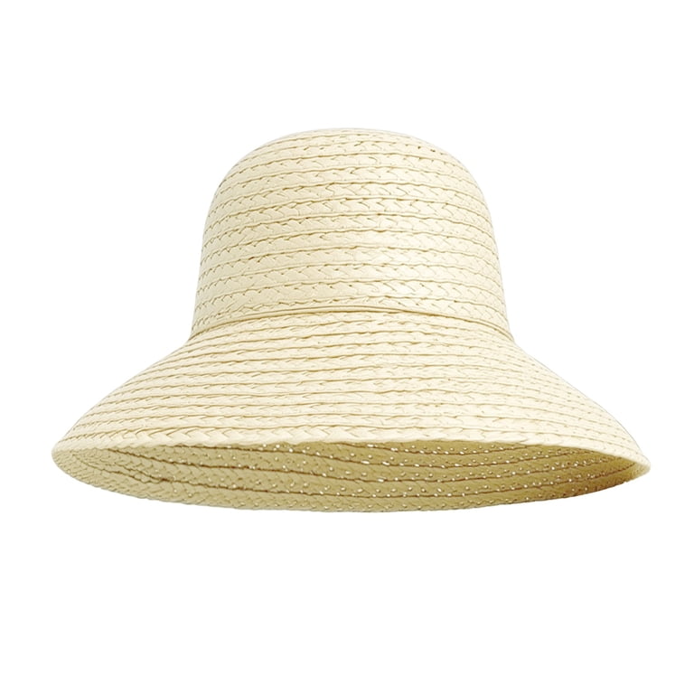 Women Raffia Straw Bucket Hat Handwoven Wide Brim Sun Hat  display picture 1