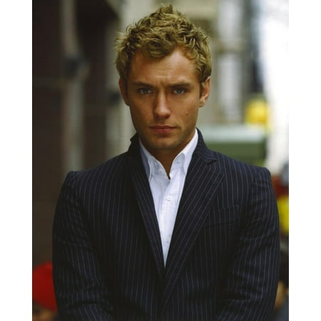 Jude Law Looking at the Camera wearing a Suit and White Undershirt in a Portrait Print Wall Art By Movie Star