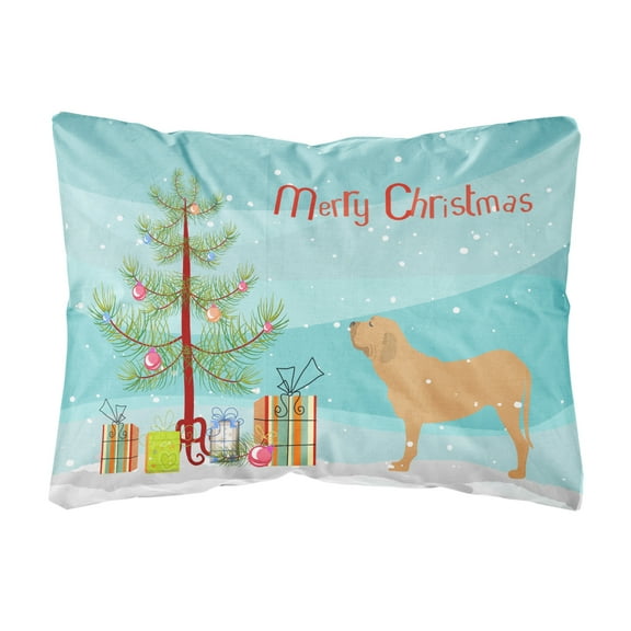 Carolines Treasures BB2997PW1216 Fila Brasileiro Merry Christmas Tree Canvas Fabric Decorative Pillow, 12H x16W,