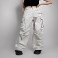 thumbnail image 2 of Pantalon Parachute pour Femmes, Couleur Unie, Cargo Ample, Long, 2 of 5