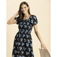 thumbnail image 5 of Moomaya Womens Printed Dress, Square Neck Short Puffed Sleeves Knee Length Short Dress, 5 of 8