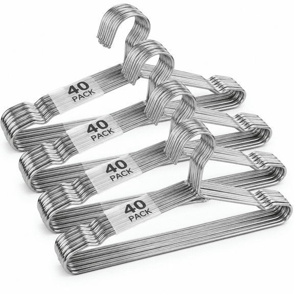 Unbranded 40-Pack Heavy Duty Stainless Steel Clothes Hangers for Suits Shirts Pants Dresses