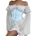 thumbnail image 2 of Up to 60% Off! pstuiky Dresses for Women, Women One-Shoulder Dress Chiffon Dress Long Sleeve Strap Dress Vintage Dress Mini Skirt Leisure Blue L, 2 of 5