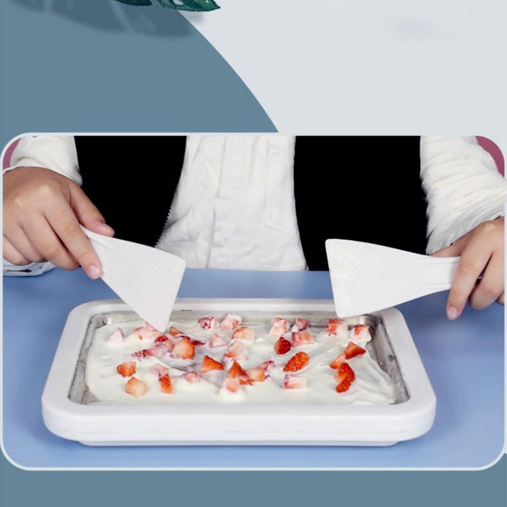 Fiocias Roller Ice Cream Maker Instant Ice Cream Rolled Pan with 2 Spatulas Fruit Sweet Spot Sorbet Frozen Yogurt Homemade Plate for Kids
