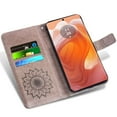thumbnail image 3 of Compatible with Motorola Edge 50 Ultra/Moto X50 Ultra Wallet Phone Case and Tempered Glass Screen Protector Flip Credit Card Holder Stand Mandala Flower Cell Cover for 50 Ultra 2024 Women Men Gray, 3 of 8