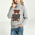 thumbnail image 2 of Crunowin Girls Pullover Sweater Bear Print Half Turtleneck Fall Winter Soft Kids Base Tops Gray Size 3T, 2 of 9