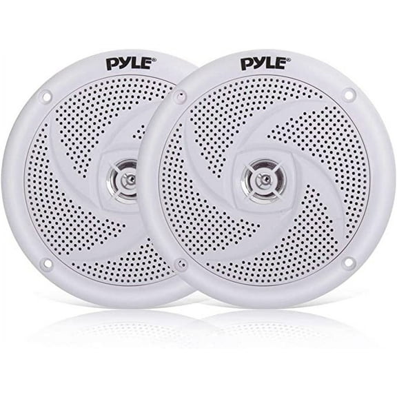 Pyle Marine Speakers 4 Inch 2 Way Waterproof Outdoor Audio Stereo Sound System W/ 100 Watt (White)