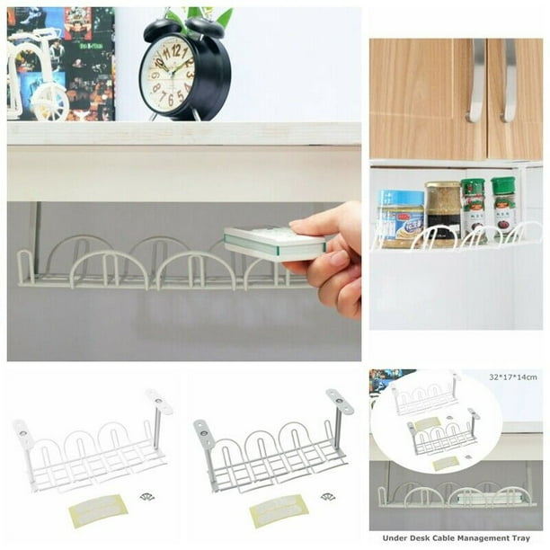 Under Desk Cable Management Tray Wire Cord Power Strip Adapter Organizer Shelf