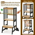 thumbnail image 3 of Toddler Standing Tower - Adjustable Height Toddler Kitchen Stool Helper - Kids Kitchen Step Stool for Learning with Removable Safety Railing Black&Natural, 3 of 8