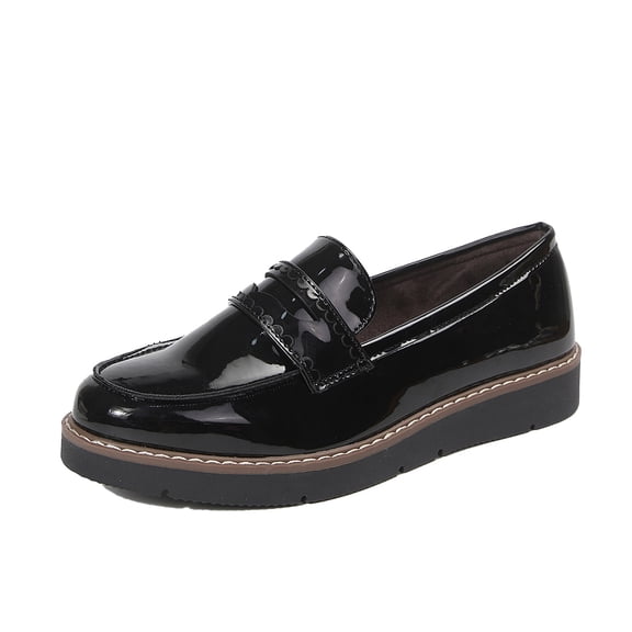 Dazzher Women's Classic Penny Loafers Round Toe Platform Slip On Shoes for Casual Daily Wear