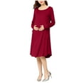 thumbnail image 2 of Herrnalise Women’s Casual Solid Color Maternity Dress Long Sleeve Knee Length Pregnancy Clothes for Baby Shower burgundy, 2 of 9
