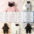 thumbnail image 3 of 12-18 Months Newborn Baby Winter Snowsuit Fleece Lined Hooded Footed Romper With Cute Bear Ears Infant Zipper Padded Jumpsuit One-Piece Footed Romper Newborn Gift, 3 of 9