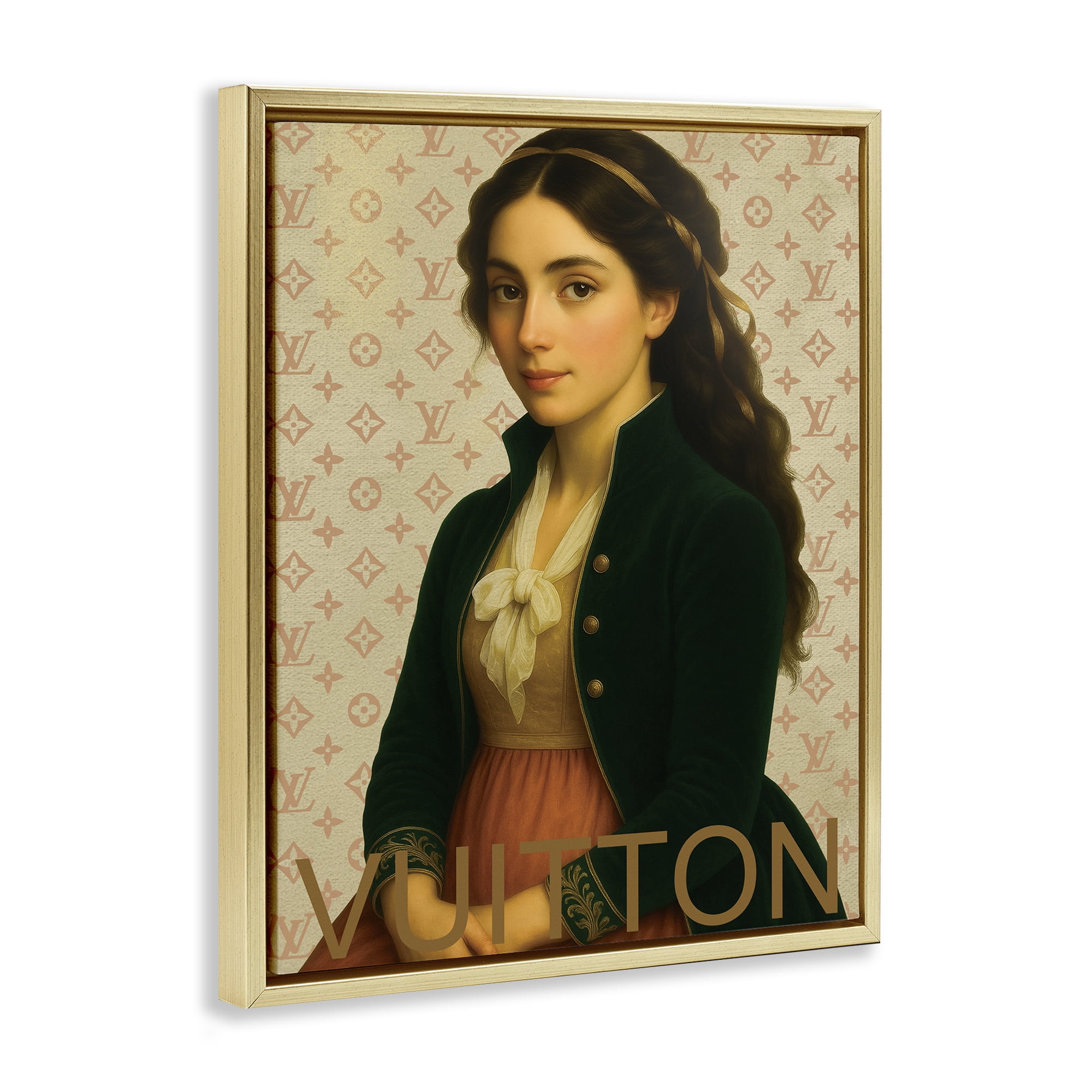 Stupell Industries Glam Gentlewoman in Spring Gold Framed Floater Canvas Wall Art, design by Grotto Studios