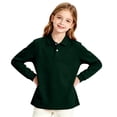 thumbnail image 4 of Hearthz Girls Polo Uniform Shirt Long Sleeve T Shirts for Boys Lapel Collar Solid Color Girls Preppy Clothes School Uniform Dark Green 5-6Y, 4 of 8