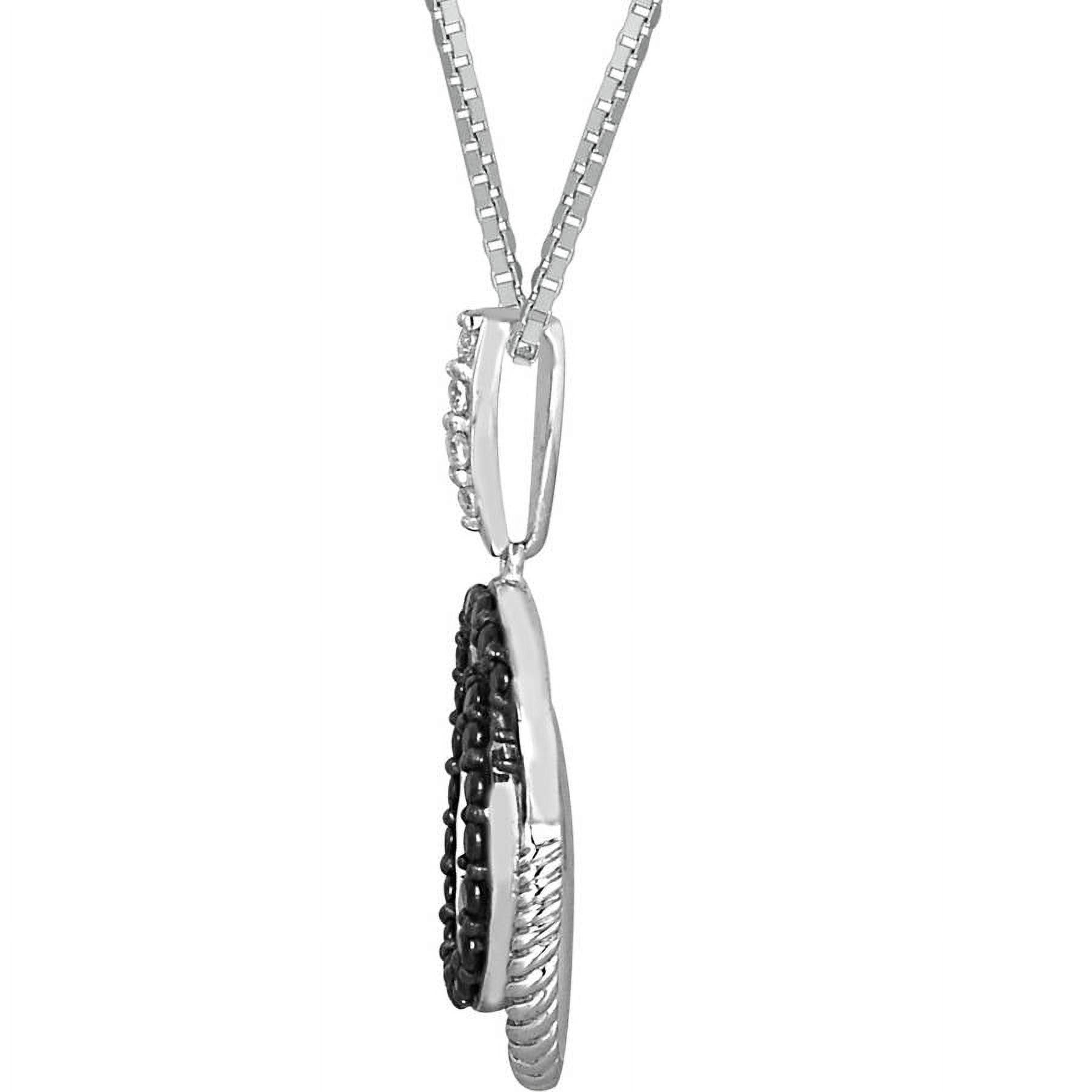 1/3 Carat T.W. White and Black Diamond Sterling Silver Swirl Pendant