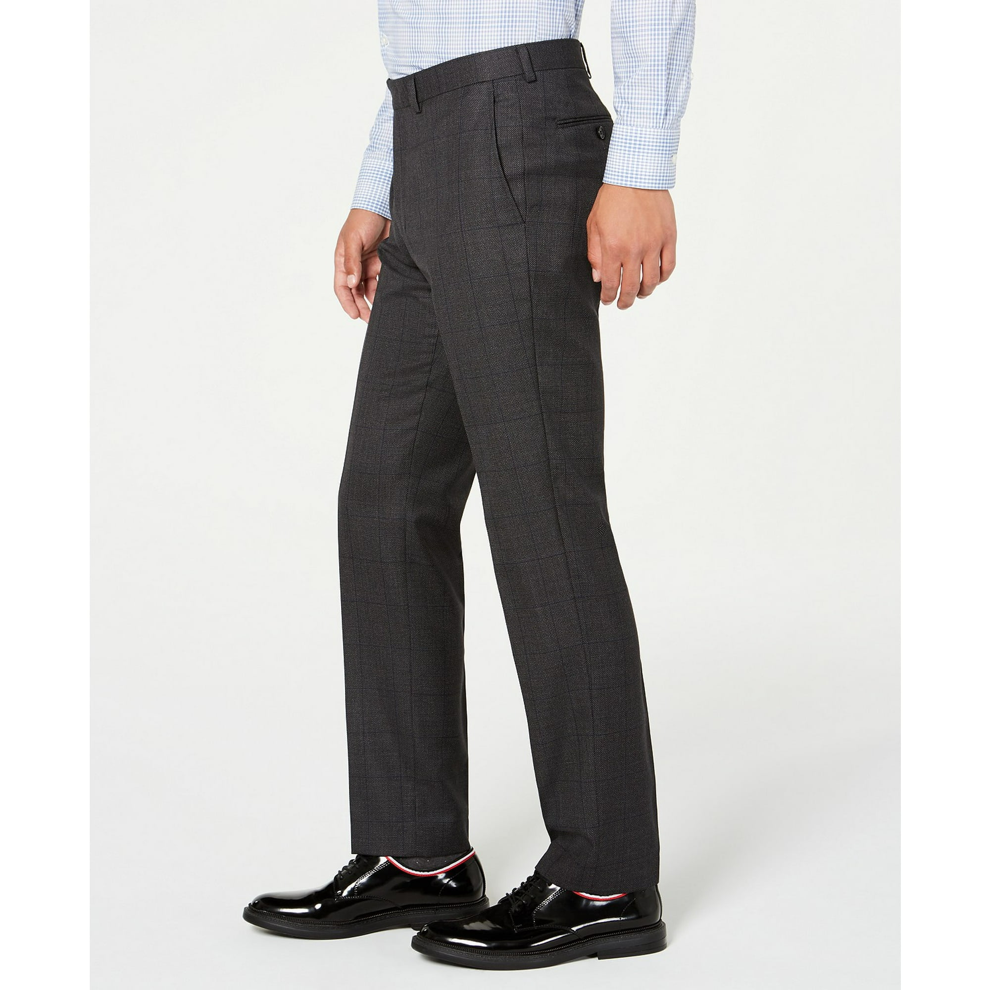 DKNY Men s Modern Fit Stretch Windowpane Suit Separate Pants Charcoal Navy 32X32 Walmart