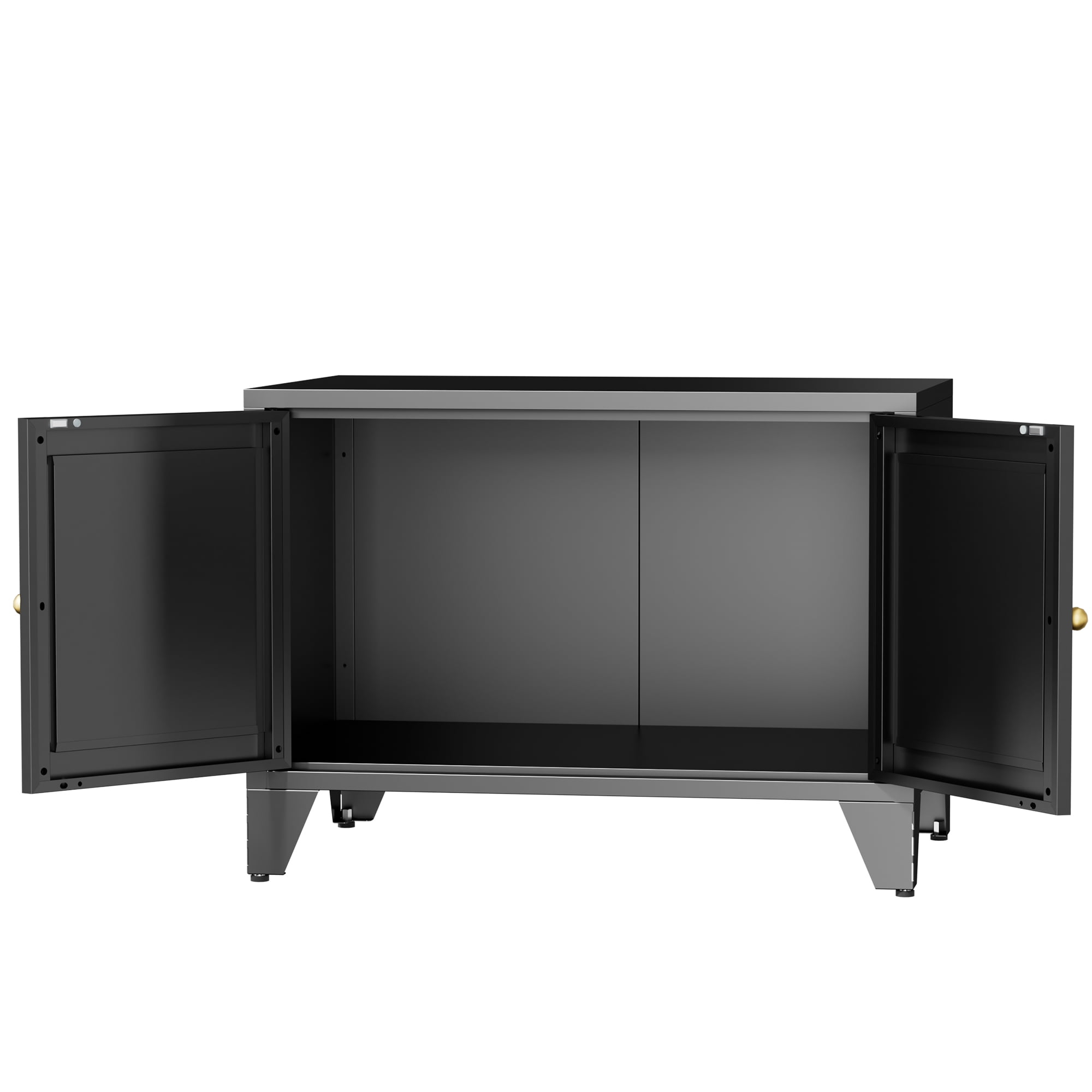 Modern Black Metal Cat Litter Box Enclosure, Hidden Litter Box Furniture Freestanding Pet Washroom Cabinet, Decorative Indoor Pet Side Table Fits Most Standard Litter Boxes