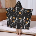 thumbnail image 5 of Black Halloween Dancing Skeletons Hooded Bath Towel，50"x30" for Ages 3 To 12 Kids, Quick Dry Lightweight Soft Microfiber Hood Beach Towel Cover Up for Kids, 5 of 7