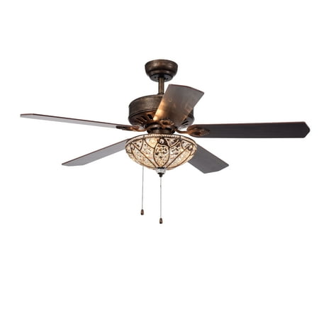 Gliska 52 Inch 5 Blade Rustic Bronze Lighted Ceiling Fans