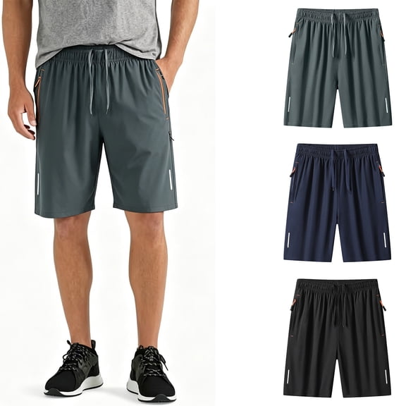 Eagokdc Mens Shorts Casual Solid Color Straight Big And Tall Workout Short With Pocket Size M-8XL